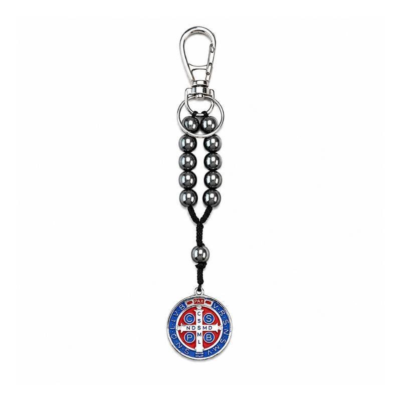 Chaveiro Dezena de Hematita São Bento 18 cm