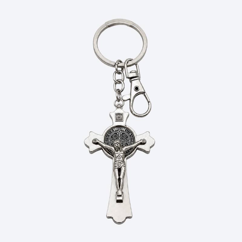 Chaveiro Crucifixo Prata 16 cm