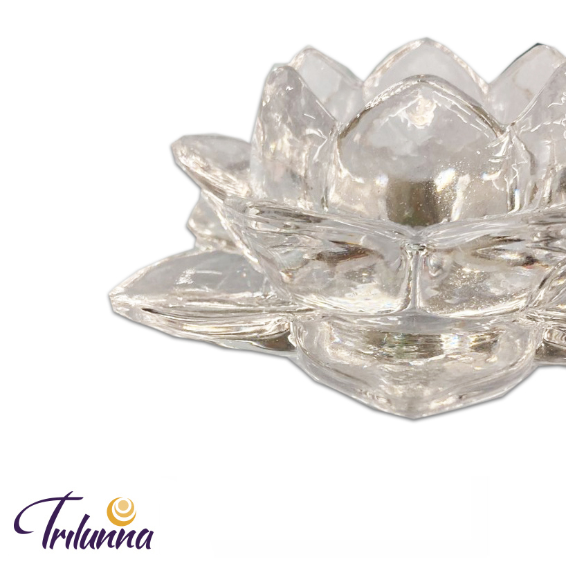 Porta Vela Flor Lótus Vidro 12cm