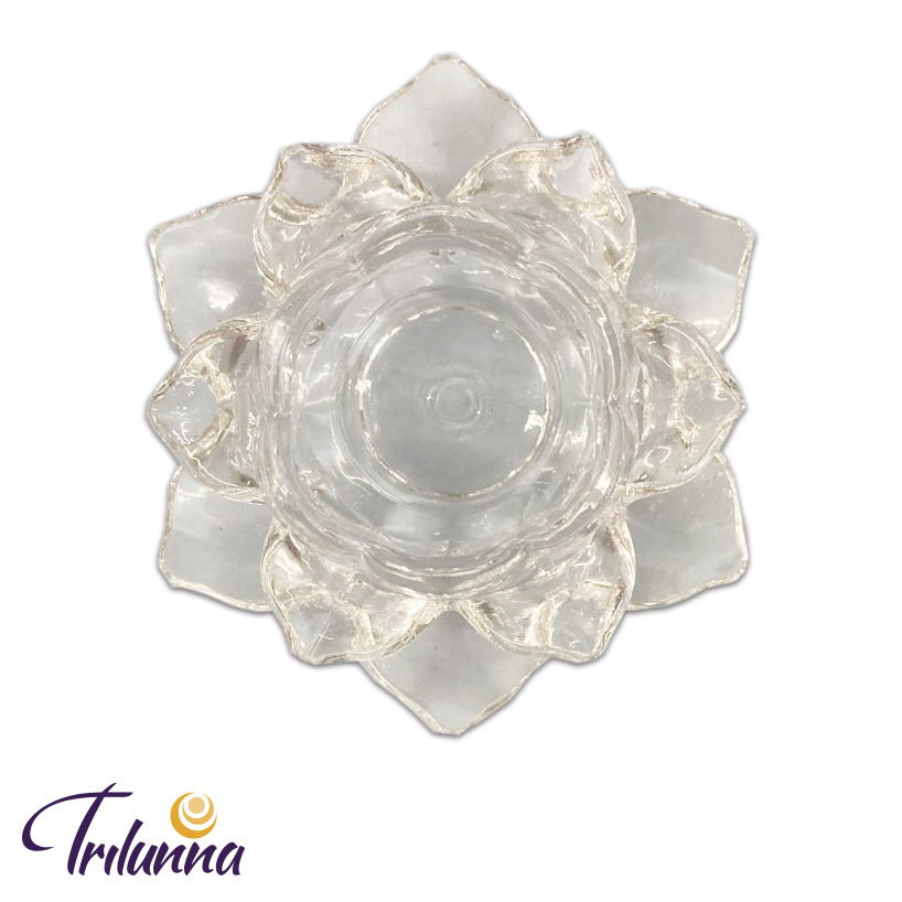 Porta Vela Flor Lótus Vidro 12cm