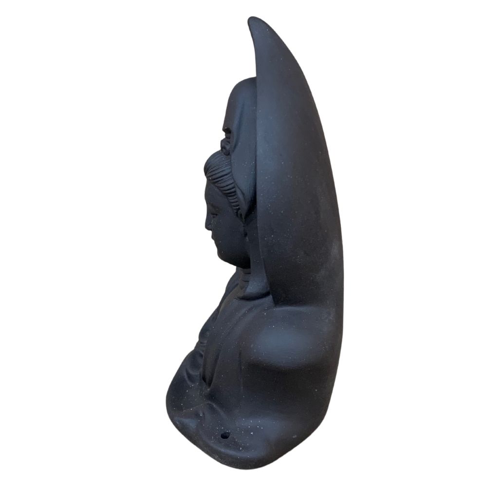Incensário Cascata Cerâmica Kuanyin Marrom 16cm