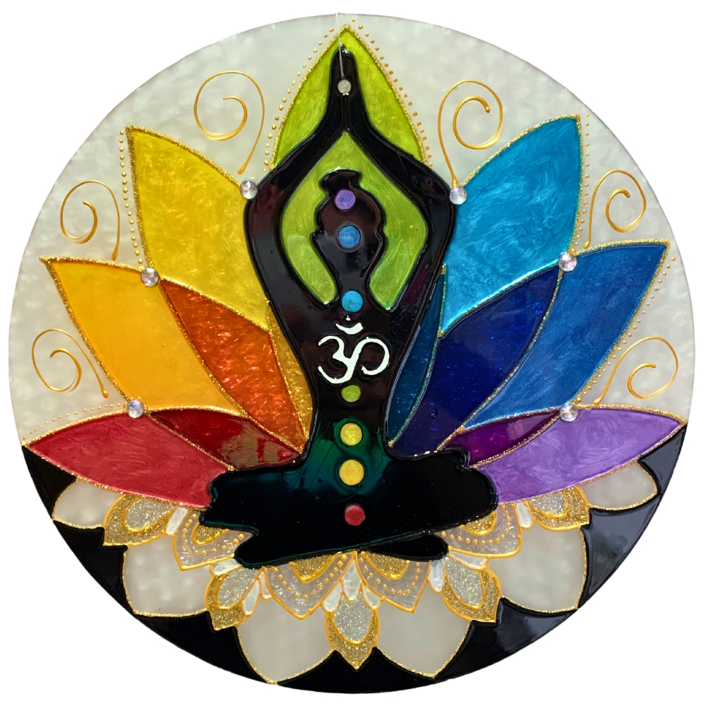 Mandala de Vidro 7 Chacras OM 14cm